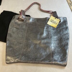 B. Makowsky Metallic Silver Tote
